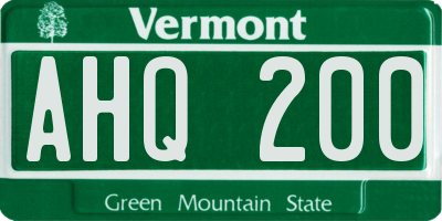 VT license plate AHQ200
