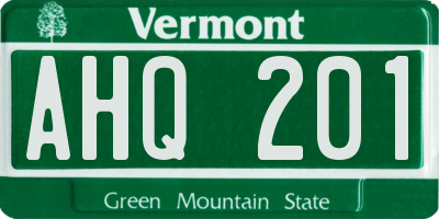 VT license plate AHQ201