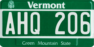 VT license plate AHQ206