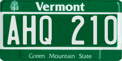 VT license plate AHQ210
