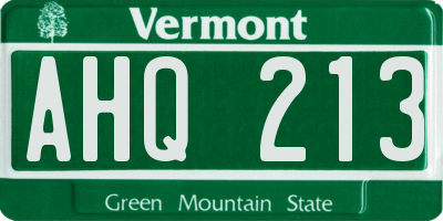 VT license plate AHQ213