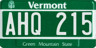 VT license plate AHQ215