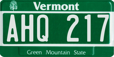 VT license plate AHQ217