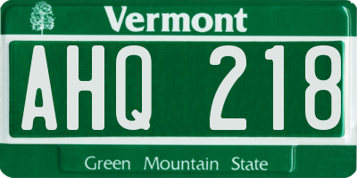 VT license plate AHQ218