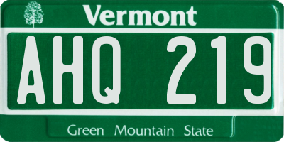 VT license plate AHQ219