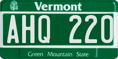 VT license plate AHQ220