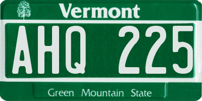 VT license plate AHQ225