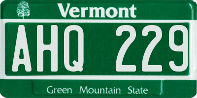 VT license plate AHQ229
