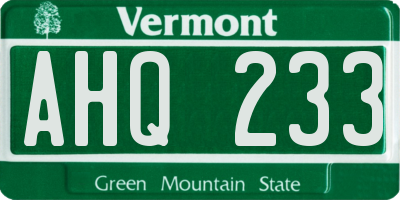 VT license plate AHQ233