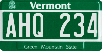 VT license plate AHQ234