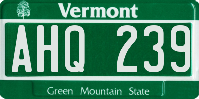 VT license plate AHQ239