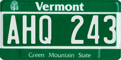 VT license plate AHQ243