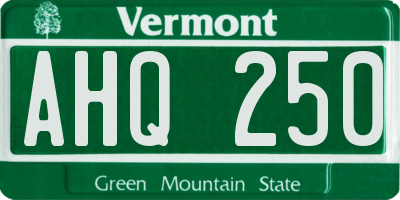 VT license plate AHQ250