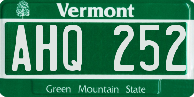 VT license plate AHQ252