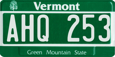 VT license plate AHQ253
