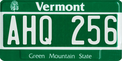 VT license plate AHQ256
