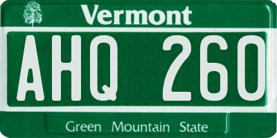 VT license plate AHQ260