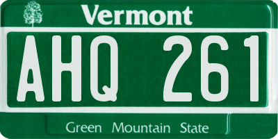 VT license plate AHQ261