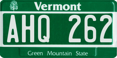 VT license plate AHQ262