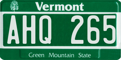 VT license plate AHQ265