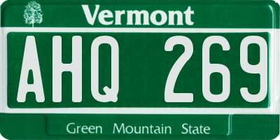 VT license plate AHQ269