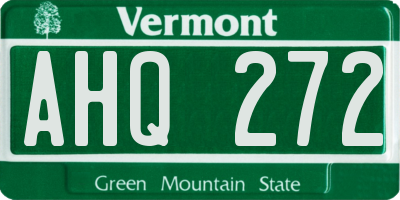VT license plate AHQ272