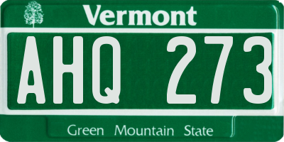 VT license plate AHQ273