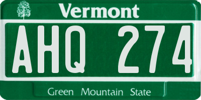 VT license plate AHQ274