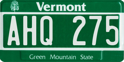 VT license plate AHQ275