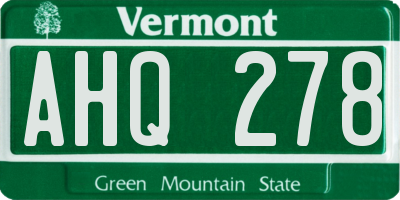 VT license plate AHQ278