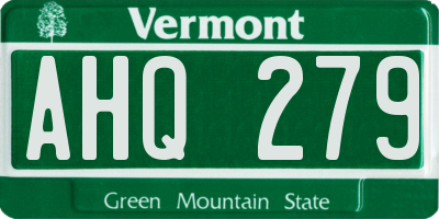 VT license plate AHQ279