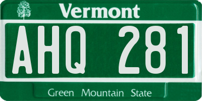 VT license plate AHQ281