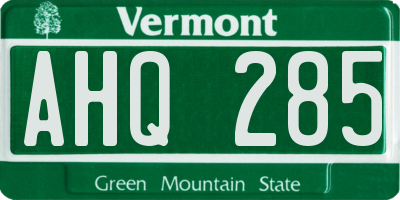 VT license plate AHQ285