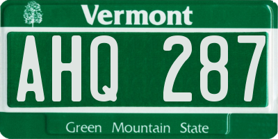 VT license plate AHQ287