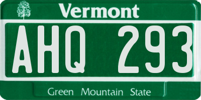 VT license plate AHQ293
