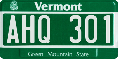 VT license plate AHQ301
