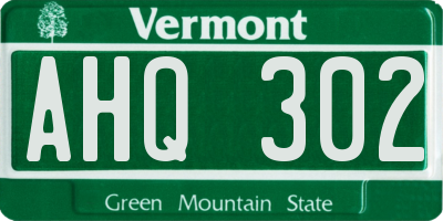 VT license plate AHQ302