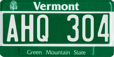 VT license plate AHQ304