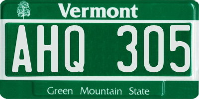 VT license plate AHQ305
