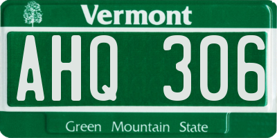VT license plate AHQ306