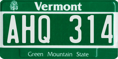 VT license plate AHQ314