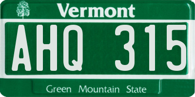 VT license plate AHQ315