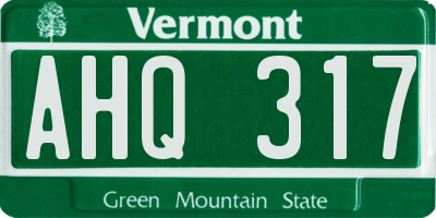 VT license plate AHQ317