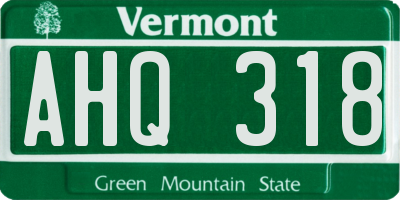 VT license plate AHQ318