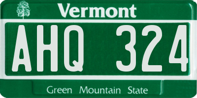 VT license plate AHQ324