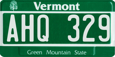 VT license plate AHQ329
