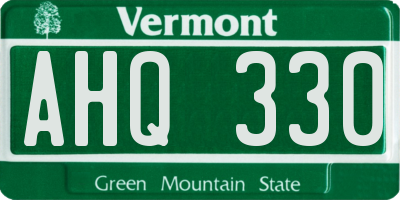 VT license plate AHQ330