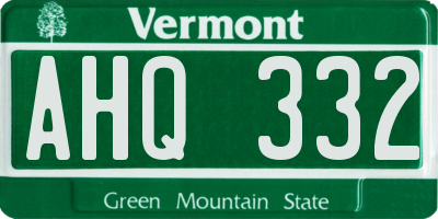 VT license plate AHQ332