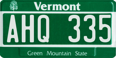 VT license plate AHQ335