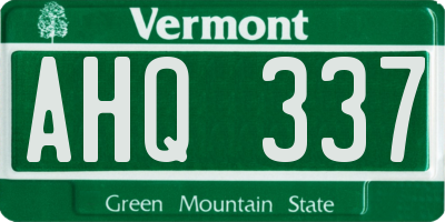 VT license plate AHQ337